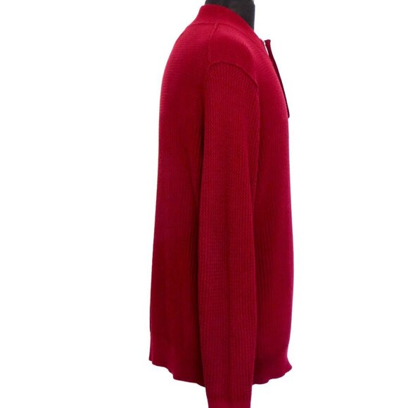 NEW! Tommy Bahama 1/4 Zip Waffle Knit Sweater Cashmere Blend Burgundy Red SZ L - Picture 4 of 8